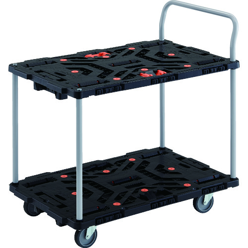 トラスコ中山 TRUSCO 連結式樹脂製2段台車 ビートル 900X600 自在5輪 とめたろう ハンドル付(ご注文単位1台)【直送品】