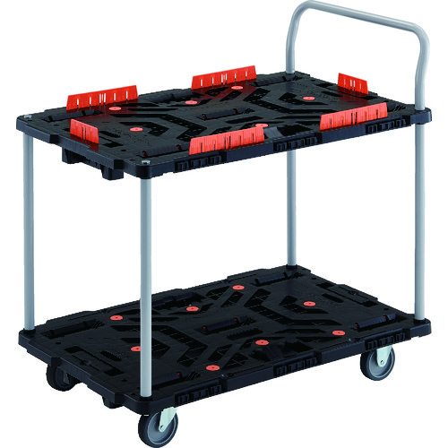 トラスコ中山 TRUSCO 連結式樹脂製2段台車 ビートル 900X600 自在3輪 柵 ハンドル付(ご注文単位1台)【直送品】