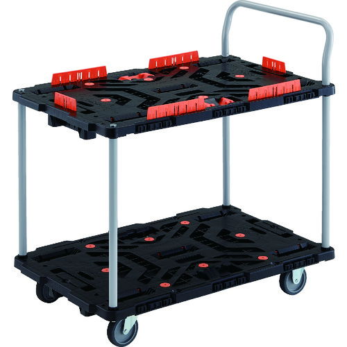 トラスコ中山 TRUSCO 連結式樹脂製2段台車 ビートル 900X600 自在3輪 柵 とめたろう ハンドル付(ご注文単位1台)【直送品】