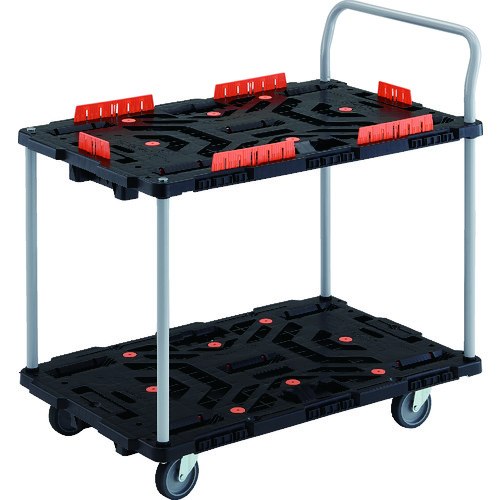 トラスコ中山 TRUSCO 連結式樹脂製2段台車 ビートル 900X600 自在5輪 柵 ハンドル付(ご注文単位1台)【直送品】