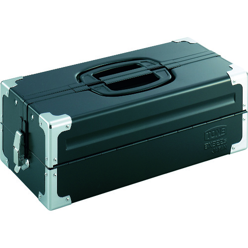 トラスコ中山 TONE スチール製工具箱 ツールケース(メタル) V形2段式 マットブラック 外形寸法160mm(ご注文単位1個)【直送品】
