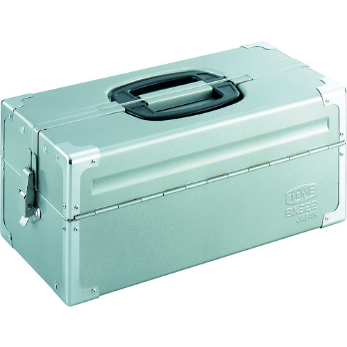 トラスコ中山 TONE スチール製工具箱 ツールケース(メタル) V形2段式 シルバー 外形寸法195mm(ご注文単位1個)【直送品】