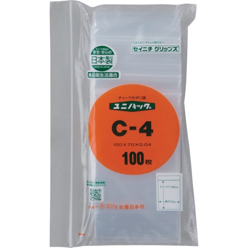 トラスコ中山 セイニチ 「ユニパック」 C-4 100×70×0.04 100枚入(ご注文単位1袋)【直送品】