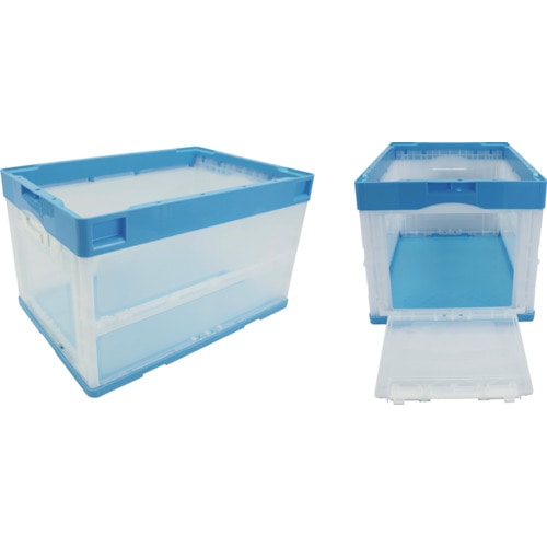 トラスコ中山 リス CB型折りたたみコンテナー(短側片側面開閉タイプ) 593098 CB-51NRカタトビラブルー/トウメイ(ご注文単位1個)【直送品】