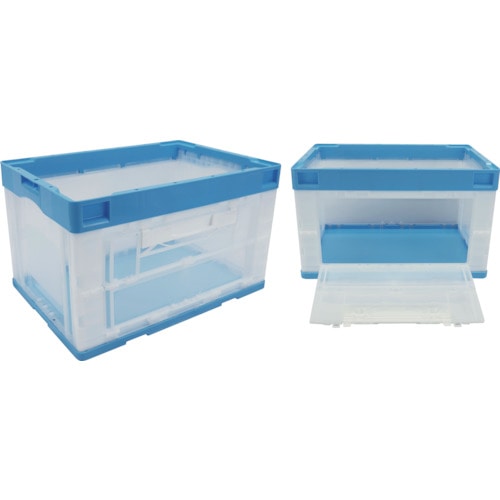 トラスコ中山 リス CB型折りたたみコンテナー(長側片側面開閉タイプ) 593111 CB-51NRカタトビラLブルー/トウメイ(ご注文単位1個)【直送品】