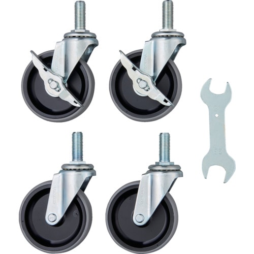 トラスコ中山 TRUSCO ステンレス製ワゴン用キャスターセット クリーンフェニックスワゴン用 100Φ NU車輪 スチール金具(ご注文単位1組)【直送品】