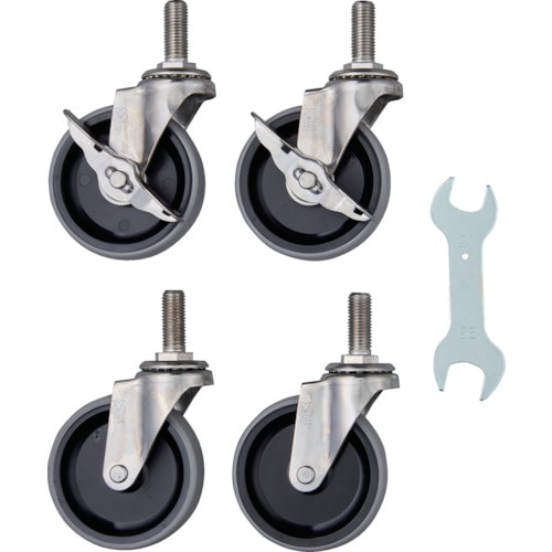 トラスコ中山 TRUSCO ステンレス製ワゴン用キャスターセット クリーンフェニックスワゴン用 100Φ NU車輪 SUS金具(ご注文単位1セット)【直送品】