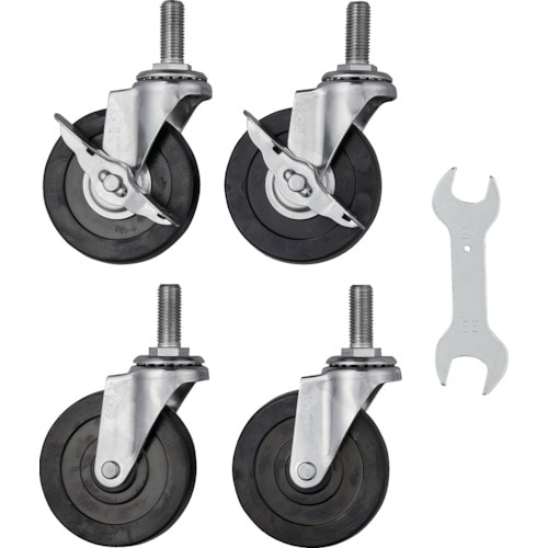 トラスコ中山 TRUSCO ステンレス製ワゴン用キャスターセット クリーンフェニックスワゴン用 100Φ 導電車輪 SUS金具(ご注文単位1セット)【直送品】