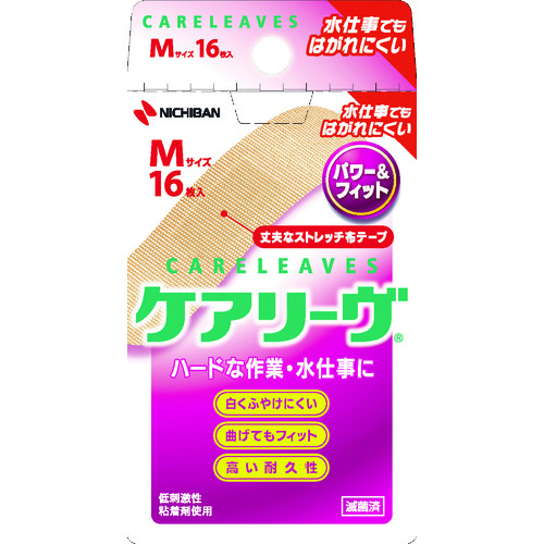 トラスコ中山 ニチバン 絆創膏 ケアリーヴ パワー&フィットCLP16M (16枚入)(ご注文単位1箱)【直送品】