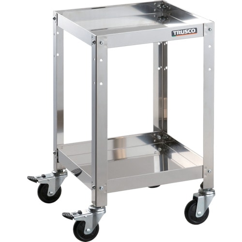 トラスコ中山 TRUSCO ステンレスワゴン クリーンラビット 75φゴム車鉄金具 360×360×H600 2段（ご注文単位1台）【直送品】
