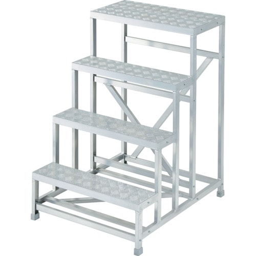 トラスコ中山 ハセガワ ライトステップ DBS型 縞板タイプ 4段 1.2m(17837)(ご注文単位1台)【直送品】