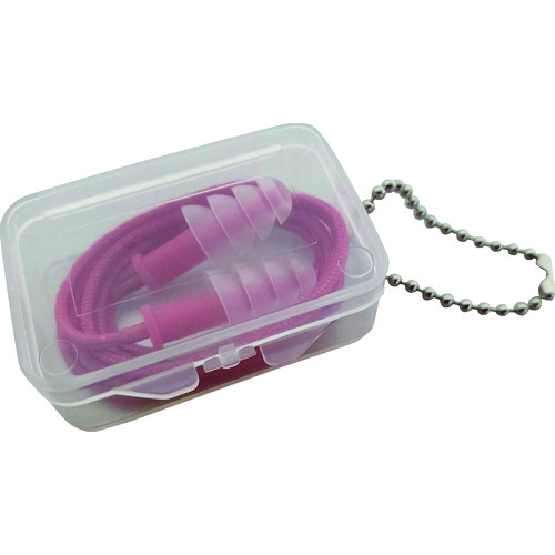 トラスコ中山 TRUSCO 耳栓シリコンフランジ型 金属探知反応タイプ(コード付き、ケース入り)(ご注文単位1組)【直送品】