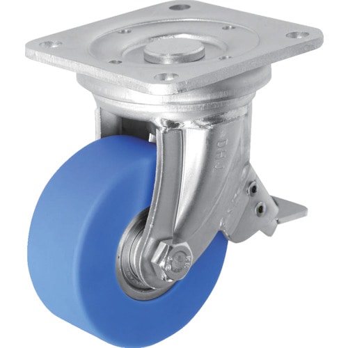 トラスコ中山 シシク 低床超重荷重用キャスター 自在ストッパー付 100径 モノマーキャスティングナイロン車輪 三価クロメート(ご注文単位1個)【直送品】