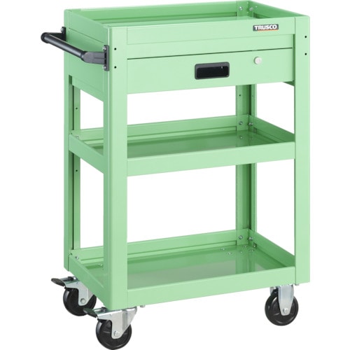 トラスコ中山 TRUSCO ツールワゴン ドルフィン 600X400 1段引出 ヤンググリーン 454-8027(ご注文単位1台)【直送品】