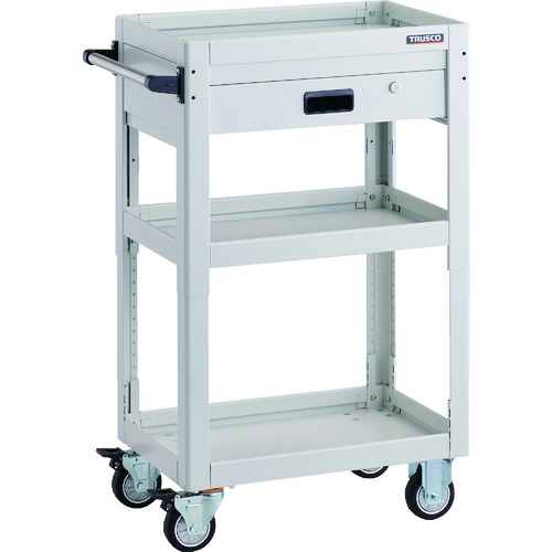 トラスコ中山 TRUSCO ツールワゴン ドルフィン 高さ調節式 600X400 1段引出 ホワイト ウレタン車輪(ご注文単位1台)【直送品】