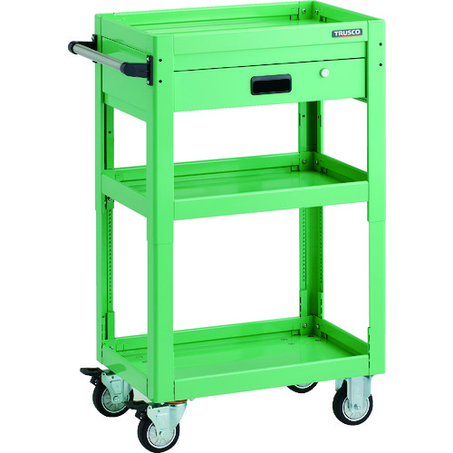 トラスコ中山 TRUSCO ツールワゴン ドルフィン 高さ調節式 600X400 1段引出 ヤンググリーン ウレタン車輪(ご注文単位1台)【直送品】