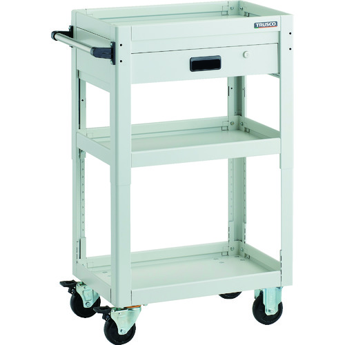 トラスコ中山 TRUSCO ツールワゴン ドルフィン 高さ調節式 600X400 1段引出 ホワイト(ご注文単位1台)【直送品】