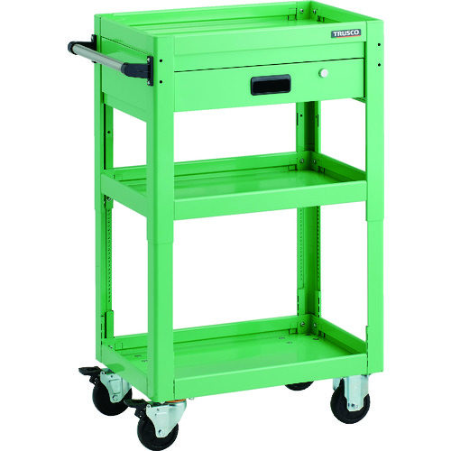 トラスコ中山 TRUSCO ツールワゴン ドルフィン 高さ調節式 600X400 1段引出 ヤンググリーン(ご注文単位1台)【直送品】