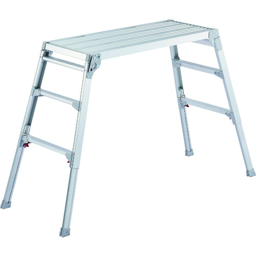 トラスコ中山 ハセガワ 脚部伸縮式アルミ足場台 65~96cm 天板幅広タイプ(ご注文単位2台)【直送品】