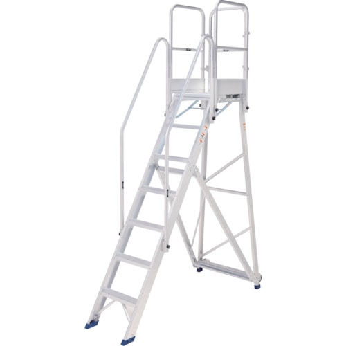 >トラスコ中山 ピカ 折りたたみ式作業台DWR型 2.1m 手すり付き(H:900mm)(ご注文単位1台)【直送品】