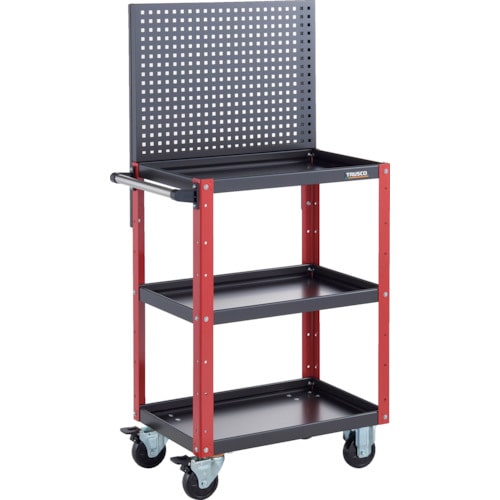 トラスコ中山 TRUSCO ツールワゴン イーグルワゴン 上部パンチングパネル付 600X400X1330 ブラック/レッド(ご注文単位1台)【直送品】