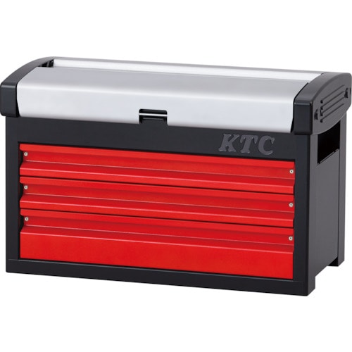 トラスコ中山 KTC スチール製工具箱 チェスト(3段3引出し) シルバー×レッド×ブラック 間口510×奥行275×高さ325mm(ご注文単位1個)【直送品】