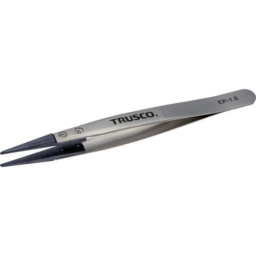 トラスコ中山 TRUSCO ESDチップピンセット 先平型 先端幅1.5mm(ご注文単位1本)【直送品】