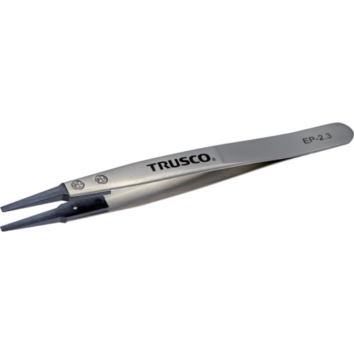 トラスコ中山 TRUSCO ESDチップピンセット 先平型 先端幅2.3mm(ご注文単位1本)【直送品】