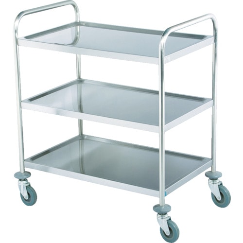 トラスコ中山 SECO SUS430 ステンレス製ワゴン 100ゴムキャスター 3段(ご注文単位1台)【直送品】
