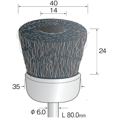 トラスコ中山 ミニモ 金属ブラシ カップ スチール Φ40(ご注文単位1本)【直送品】