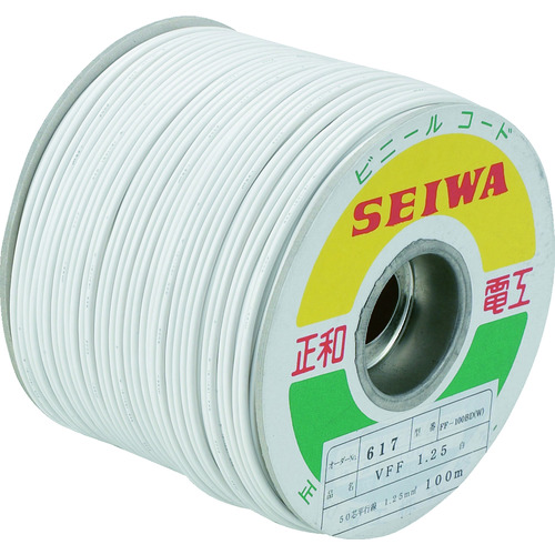 トラスコ中山 正和電工 平行線 VFFビニールコード 100m 白（ご注文単位1巻）【直送品】