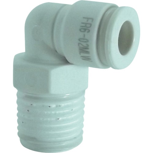 トラスコ中山 チヨダ チューブ継手 ファイブ樹脂メイルエルボ W(白) 6mm・R1/4(ご注文単位1個)【直送品】