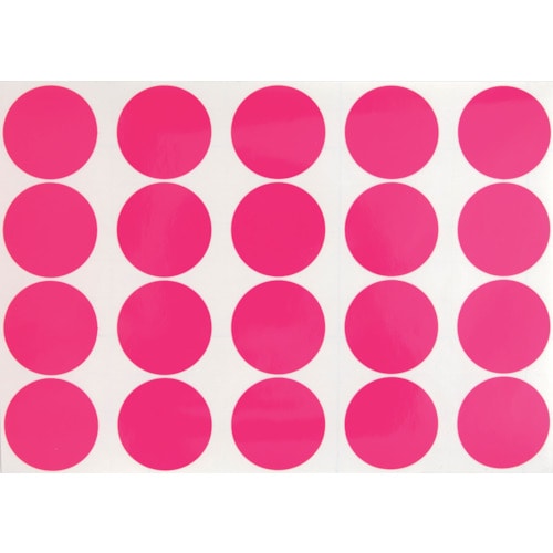 トラスコ中山 TRUSCO 蛍光ドットシール 50Φ ピンク 1シート20個入（ご注文単位1袋）【直送品】