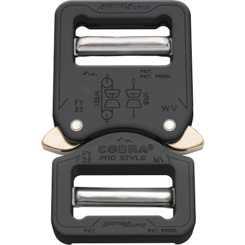 トラスコ中山 ALPIN COBRAオリジナル 強力バックル 25mm ブラック VV(ご注文単位1個)【直送品】