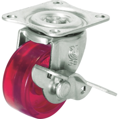 トラスコ中山 ユーエイ スケルトンキャスター自在車S付 38径ポリカーボネート車輪(緑)(ご注文単位1個)【直送品】