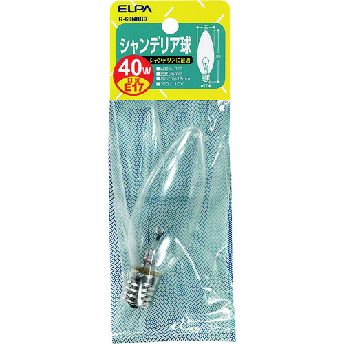 トラスコ中山 ELPA シャンデリア E17 40W　202-2549（ご注文単位1個）【直送品】