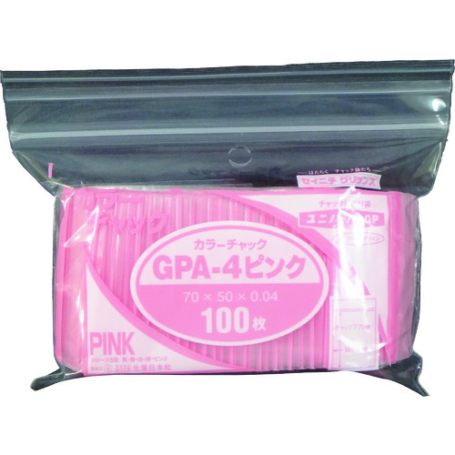 トラスコ中山 セイニチ ユニパック GP A‐4 カラーチャック ピンク（ご注文単位1袋）【直送品】
