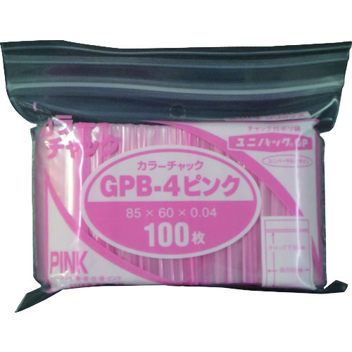 トラスコ中山 セイニチ ユニパック GP B‐4 カラーチャック ピンク（ご注文単位1袋）【直送品】