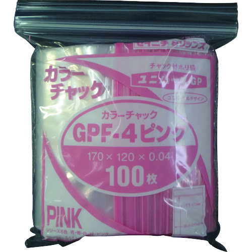 トラスコ中山 セイニチ ユニパック GP F‐4 カラーチャック ピンク（ご注文単位1袋）【直送品】