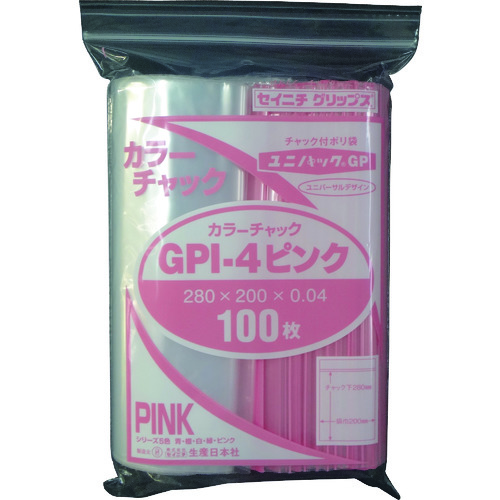 トラスコ中山 セイニチ ユニパック GP I‐4 カラーチャック ピンク（ご注文単位1袋）【直送品】