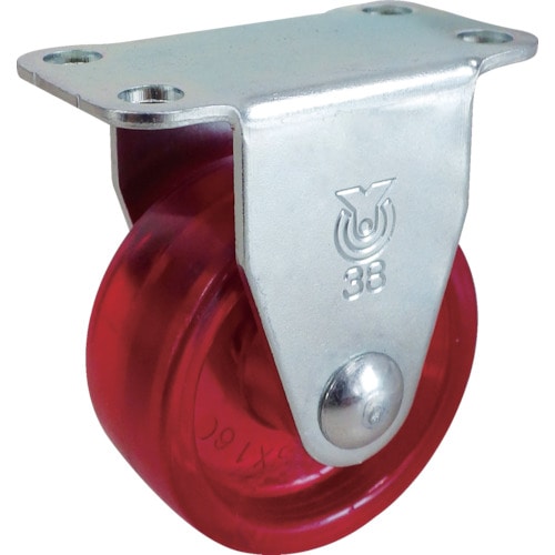 トラスコ中山 ユーエイ スケルトンキャスター固定車 38径ポリカーボネート車(赤)(ご注文単位1個)【直送品】