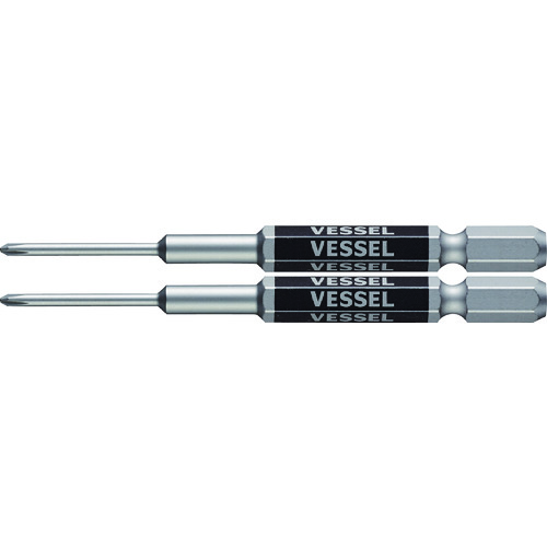 トラスコ中山 ベッセル 剛彩ビット 精密タイプ 2本組 (片頭) ＋0×82mm（ご注文単位1パック）【直送品】