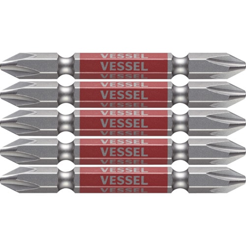 トラスコ中山 ベッセル 剛彩ビット 5本組 (両頭) ＋2×65mm（ご注文単位1パック）【直送品】