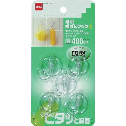 トラスコ中山 ニトムズ 透明吸ばんフックS(ご注文単位1パック)【直送品】