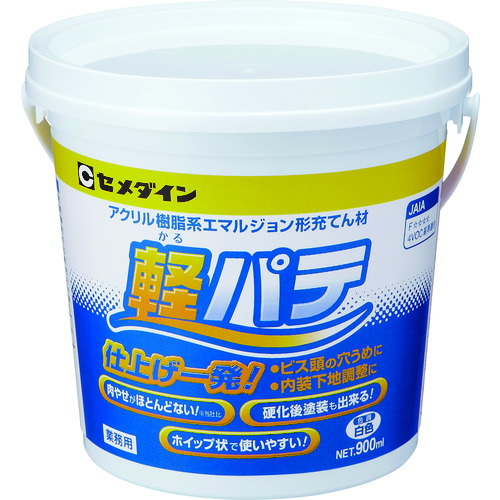 トラスコ中山 セメダイン 軽パテ(かるパテ) (白色) 900ml HC-004(ご注文単位1個)【直送品】