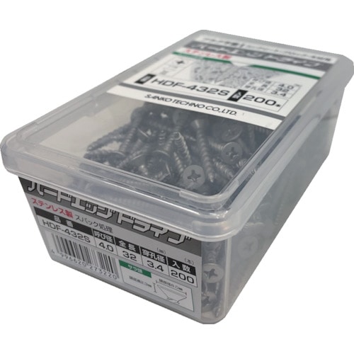 トラスコ中山 サンコー テクノ ハードエッジドライブ HDF-Sタイプ ステンレス製 60本入(ご注文単位1パック)【直送品】