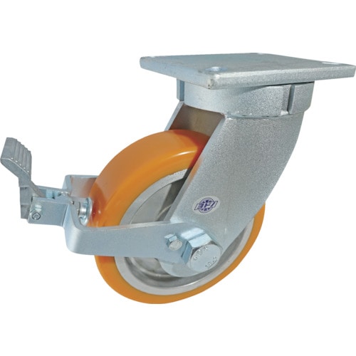 トラスコ中山 ヨドノ 超重量用高硬度ウレタン自在車ストッパー付 2000kg用(ご注文単位1個)【直送品】