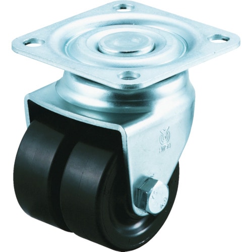 トラスコ中山 ユーエイ 重量用双輪キャスター 自在車 38径 黒ナイロン車輪(ご注文単位1個)【直送品】
