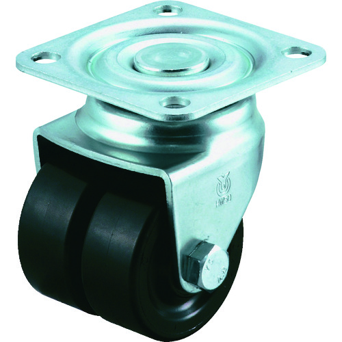 トラスコ中山 ユーエイ 重量用双輪キャスター 自在車 50径 黒ナイロン車輪(ご注文単位1個)【直送品】