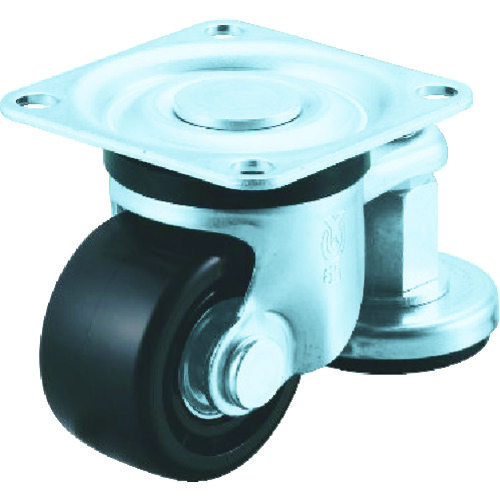 トラスコ中山 ユーエイ 重量用アジャスター付キャスター 自在車 65径 強化ナイロン車輪(ご注文単位1個)【直送品】